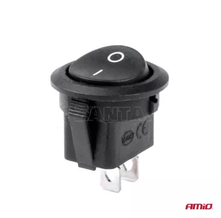AMIO ΔΙΑΚΟΠΤΗΣ ON/OFF 2 ΕΠΑΦΩΝ 12V 20A  ΣΤΡΟΓΓΥΛΟΣ Φ20mm ΜΑΥΡΟΣ AMIO - 1 τεμ. 03083/AM 