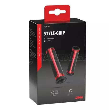 Lampa ΧΕΡΟΥΛΙΑ MOTO STYLE GRIP ΜΑΥΡΟ/ΚΟΚΚΙΝΟ ΧΡΩΜΑ 22mm+25mm 12cm LAMPA - 2 τεμ. 9175.3-LM 