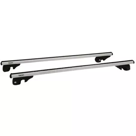Μπάρες Οροφής Αλουμινίου Universal Rackit RK004-1 120cm Railing System Σετ Με Πόδια Και Κλειδαριά Ασημί 2 Τεμάχια 