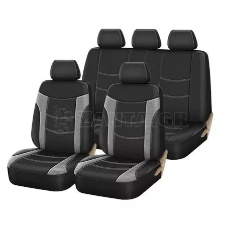 Καλύμματα Υφασμάτινα Super Sport All In One Μαύρο/Γκρι Σετ Εμπρός-Πίσω 11 Τεμάχια 