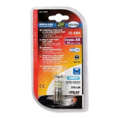 Lampa P21/5W 12-28V MEGA-LED48 6.500K BAY15d 370LM ΔΙΑΘΛΑΣΗΣ (ΔΙΠΟΛΙΚΟ) BLISTER 1ΤΕΜ. L5792.5 