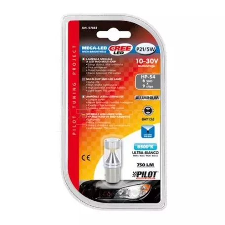 Lampa P21/5W 10-30V BAY15d 80/750lm Διπολικό Λευκό Διάθλασης MEGA-LED 54 CREE-LED BLISTER 1τεμ. L5788.3 