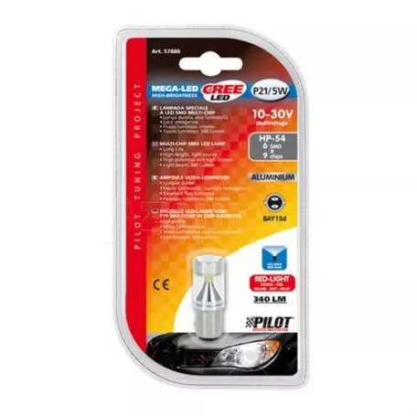 Lampa P21/5W 10-30V BAY15d 60/340lm ΔΙΠΟΛΙΚΟ ΚΟΚΚΙΝΟ ΔΙΑΘΛΑΣΗΣ MEGA-LED 54 CREE-LED BLISTER 1ΤΕΜ. L5788.6 
