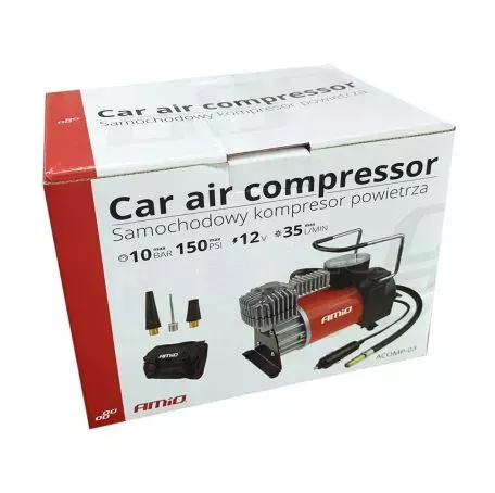 AMIO ΚΟΜΠΡΕΣΕΡ ΑΕΡΑ ΜΕΤΑΛΛΙΚΟ 12V 10BAR-150PSI-35L/min ΜΕ ΘΗΚΗ/ΜΑΝΟΜΕΤΡΟ/ΦΙΣ ΑΝΑΠΤΗΡΑ/3 ΑΝΤΑΠΤΟΡΕΣ/ΚΑΛΩΔΙΟ 300 cm AMiO - 1 ΤΕΜ. 01135/AM 