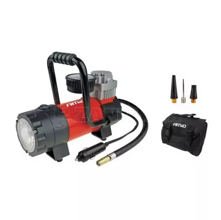AMIO ΚΟΜΠΡΕΣΕΡ ΑΕΡΑ ΕΛΑΣΤΙΚΩΝ ΜΕΤΑΛΛΙΚΟΣ ACOMP-06 12V 100psi 7bar 28l/min ΜΕ ΦΙΣ ΑΝΑΠΤΗΡΑ & ΚΑΛΩΔΙΟ 300cm & ΦΑΚΟ LED AMiO - 1 ΤΕΜ. 02180/AM 