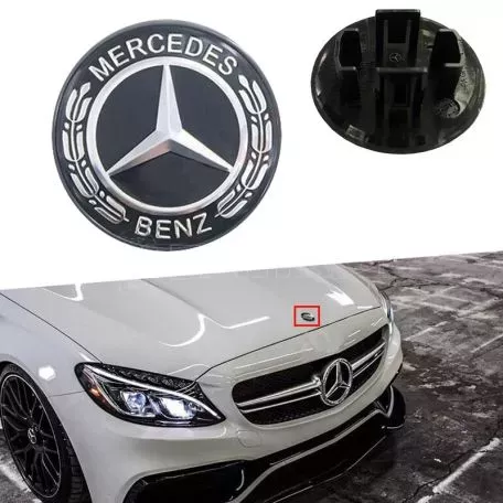 Σήμα Τάπα Καπό Mercedes-Benz Γνήσιο A0008173305 57mm Μαύρο 