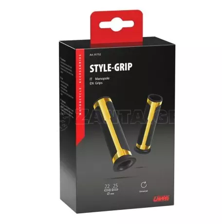 Lampa ΧΕΡΟΥΛΙΑ MOTO STYLE GRIP ΜΑΥΡΟ/ΧΡΥΣΟ ΧΡΩΜΑ 22mm+25mm 12cm LAMPA - 2 τεμ. 9175.2-LM 