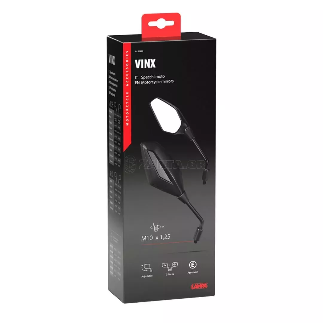 Lampa ΚΑΘΡΕΠΤΕΣ MOTO VINX M10x1,25 DX+SX ΣΕ ΜΑΥΡΟ ΧΡΩΜΑ LAMPA - 2 ΤΕΜ. L9162.9