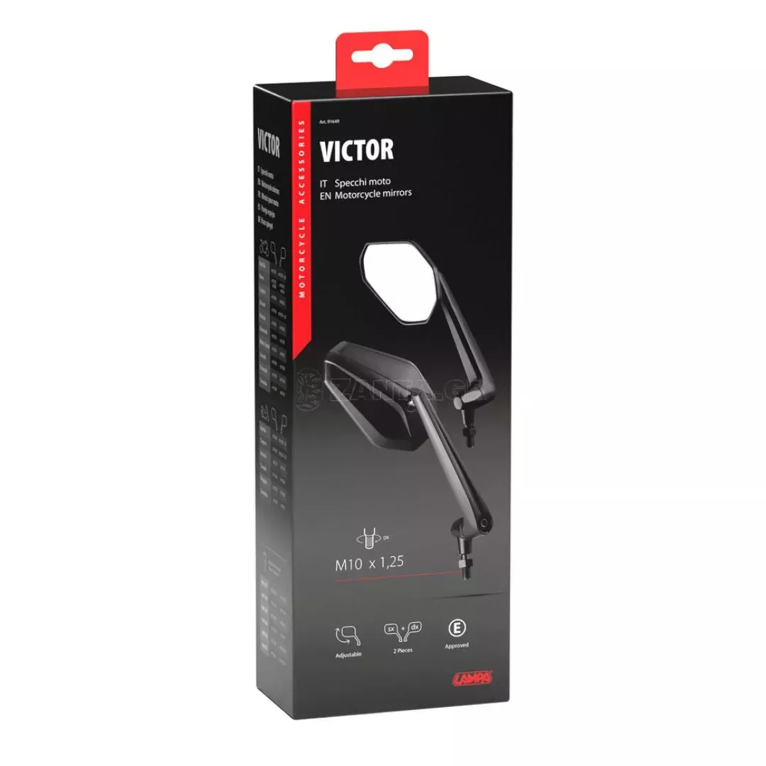 Lampa ΚΑΘΡΕΠΤΕΣ MOTO VICTOR M10x1,25 DX+SX ΣΕ ΜΑΥΡΟ ΧΡΩΜΑ LAMPA - 2 ΤΕΜ. 9164.9-LM