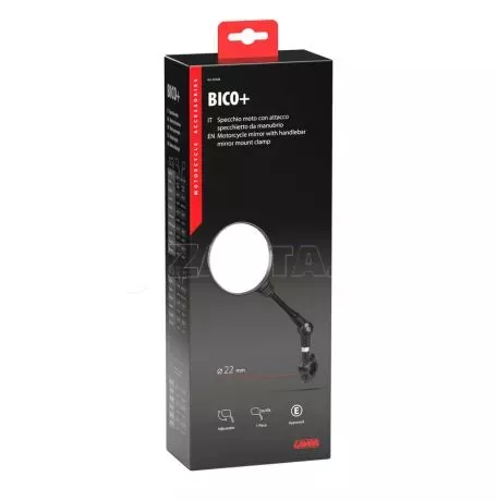 Lampa ΚΑΘΡΕΠΤΗΣ ΠΟΔΗΛΑΤΟΥ BIKO+ ΣΤΡΟΓΓΥΛΟΣ M10x1,25 ΜΕ ΒΑΣΗ ΣΤΗΡΙΞΗΣ ΤΙΜΟΝΙΟΥ 22mm DX/SX ΜΑΥΡΟ ΧΡΩΜΑ  LAMPA - 1 ΤΕΜ. 9163.8-LB 