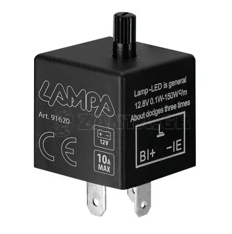 Lampa LED FLASHER (ΦΛΑΣΙΕΡΑ) TRIMMER ΗΛΕΚΤΡΟΝΙΚΟ ΓΙΑ LED ΦΛΑΣ 12V max 10A 3PIN LAMPA - 1 ΤΕΜ. 9162.0-LM 