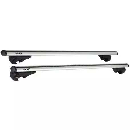 Μπάρες Οροφής Αλουμινίου Universal Rackit RK004 135cm Railing System Σετ Με Πόδια Και Κλειδαριά Ασημί 2 Τεμάχια 