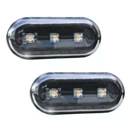 Πλαϊνά Φλας Φτερού Για VW Golf / Polo / Bora / Passat / Vento / Seat Ibiza / Cordoba Με 3 Led Black 2 Τεμάχια 