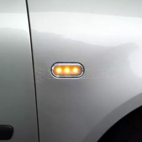 Πλαϊνά Φλας Φτερού Για VW Golf / Polo / Bora / Passat / Vento / Seat Ibiza / Cordoba Με 3 Led Black 2 Τεμάχια 