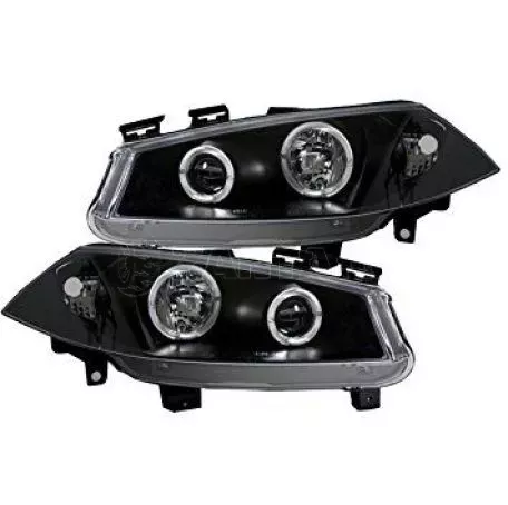 Φανάρια εμπρός angel eyes για Renault Megane (2002-2005) , μαύρα , με λάμπες (Η1) - σετ 2τμχ. 