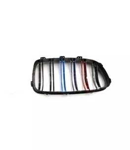 Καρδιές μάσκας για BMW F10 / F11  (2010+) με διπλή γρίλια - tri color - 2τμχ. 