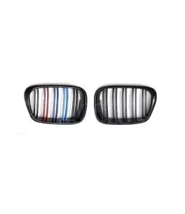 Καρδιές μάσκας για BMW E39 (1995-2003) με διπλή γρίλια - tri color - 2τμχ. 