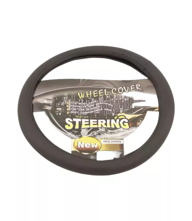 Κάλυμμα τιμονιού από οικολογικό δέρμα 38 cm - Perforated - μαύρο χρώμα -1 τμχ.
