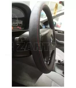 Κάλυμμα τιμονιού ραφτό - Sport - μαύρο χρώμα με κόκκινες ραφές - 1 τμχ. 