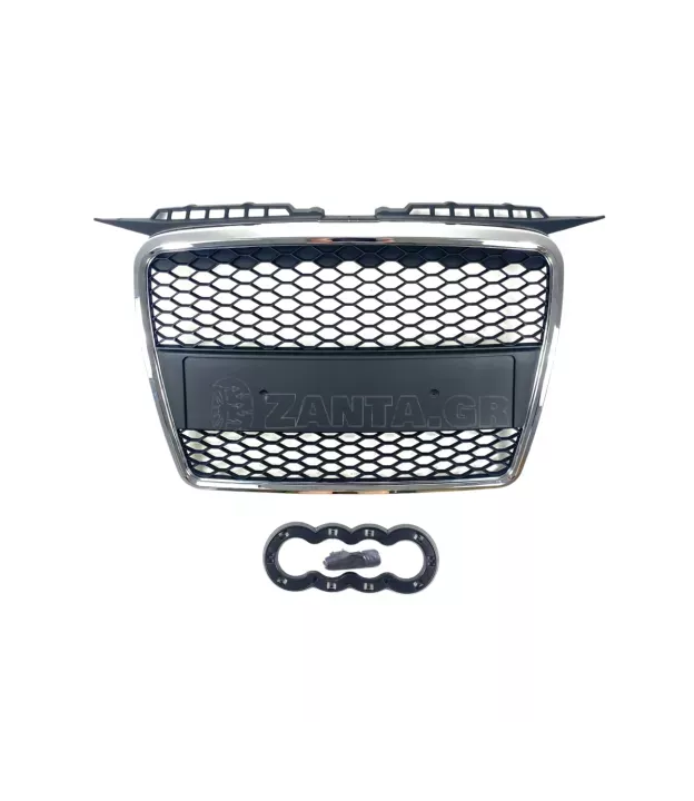 Μάσκα με σήμα για Audi A3 (2005-2008) - RS-Look με πλαίσιο χρωμίου