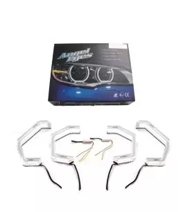Δαχτυλίδια angel eyes για  BMW F30 - U-Design - με 2 χρώματα και λειτουργία φλας (λευκό και κίτρινο) 