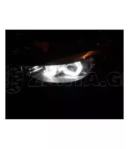 Δαχτυλίδια angel eyes για  BMW F30 - U-Design - με 2 χρώματα και λειτουργία φλας (λευκό και κίτρινο) 