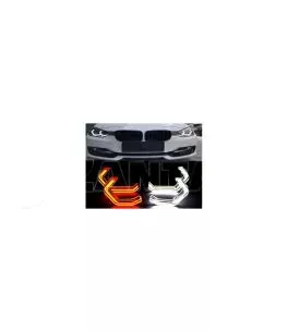 Δαχτυλίδια angel eyes για  BMW F30 - U-Design - με 2 χρώματα και λειτουργία φλας (λευκό και κίτρινο) 