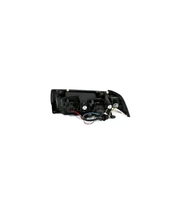 Φανάρια εμπρός angel eyes για BMW E36 (1991-1999) 4d sedan - black , με λάμπες (Η1) - σετ 2τμχ.