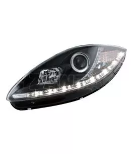 Φανάρια εμπρός led για Seat Altea /Leon / Toledo (2005-2009) - μαύρα , με λάμπες (Η1) - σετ 2τμχ. 