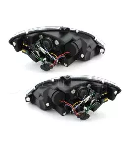 Φανάρια εμπρός led για Seat Altea /Leon / Toledo (2005-2009) - μαύρα , με λάμπες (Η1) - σετ 2τμχ. 