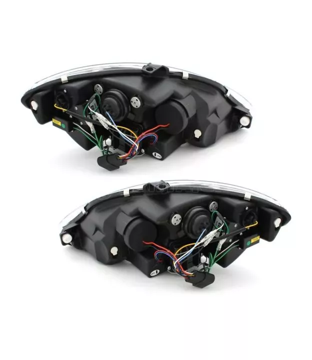 Φανάρια εμπρός led για Seat Altea /Leon / Toledo (2005-2009) - μαύρα , με λάμπες (Η1) - σετ 2τμχ.