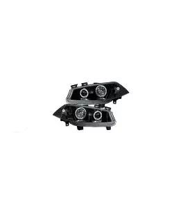 Φανάρια εμπρός angel eyes για Renault Megane (2002-2005) , μαύρα , με λάμπες (Η1) - σετ 2τμχ. 