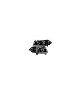 Φανάρια εμπρός angel eyes για Renault Megane (2002-2005) , μαύρα , με λάμπες (Η1) - σετ 2τμχ. 