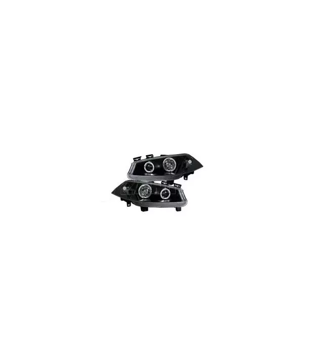 Φανάρια εμπρός angel eyes για Renault Megane (2002-2005) , μαύρα , με λάμπες (Η1) - σετ 2τμχ.