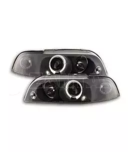 Φανάρια εμπρός angel eyes για Fiat Punto (1993-1999) - μαύρα , με λάμπες (Η1) - σετ 2τμχ. 