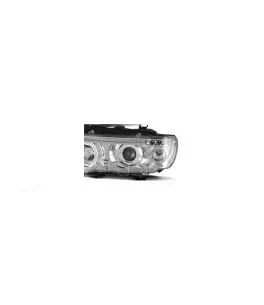 Φανάρια εμπρός angel eyes για BMW X5 E53 (1999-2003) - chrome , με λάμπες (Η1) - σετ 2τμχ. 