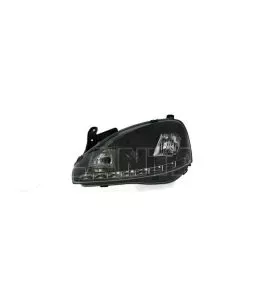 Φανάρια εμπρός led για Opel Corsa C (2001-2006) - μαύρα , με λάμπες (Η1) - σετ 2τμχ. 