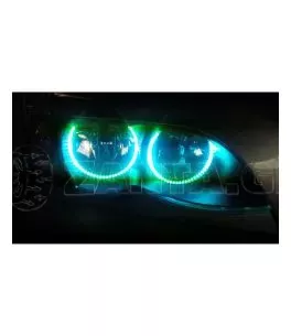 RGB δαχτυλίδια angel eyes led για BMW E46 coupe (2003+) - με εναλλαγή χρωμάτων 