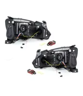 Φανάρια εμπρός angel eyes για Opel Corsa C (2001-2006) - μαύρα , με λάμπες (Η1) - σετ 2τμχ. 