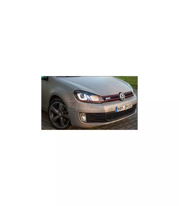 Φανάρια εμπρός angel eyes για Vw Golf 6 - με design Vw Golf 7 , με λάμπες (Η1) - σετ 2τμχ.