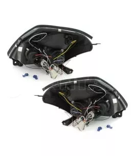 Φανάρια εμπρός angel eyes με led για Citroen C2 (2003-2008) - μαύρα , με λάμπες (Η1) - σετ 2τμχ. 