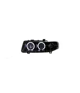 Φανάρια εμπρός angel eyes για Seat Leon /Toledo (1999-2004) - μαύρα , με λάμπες (Η1) - σετ 2τμχ. 