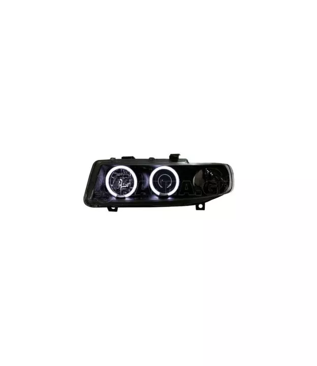 Φανάρια εμπρός angel eyes για Seat Leon /Toledo (1999-2004) - μαύρα , με λάμπες (Η1) - σετ 2τμχ.