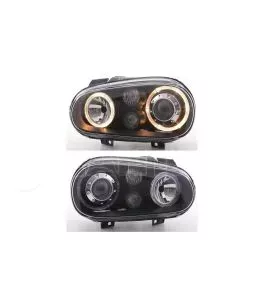 Φανάρια εμπρός angel eyes για Vw Golf IV R32 - μαύρα , χωρίς λάμπες (Η7) - σετ 2τμχ. 