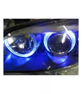 Φανάρια εμπρός angel eyes για Audi A4 (1995-1998) - μαύρα , χωρίς λάμπες (Η7) - σετ 2τμχ. 