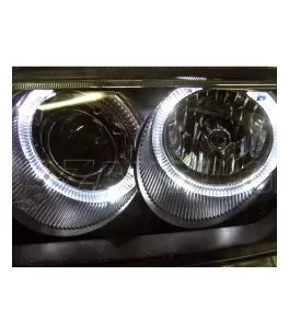 Φανάρια εμπρός angel eyes για Audi A4 (1995-1998) - μαύρα , χωρίς λάμπες (Η7) - σετ 2τμχ. 