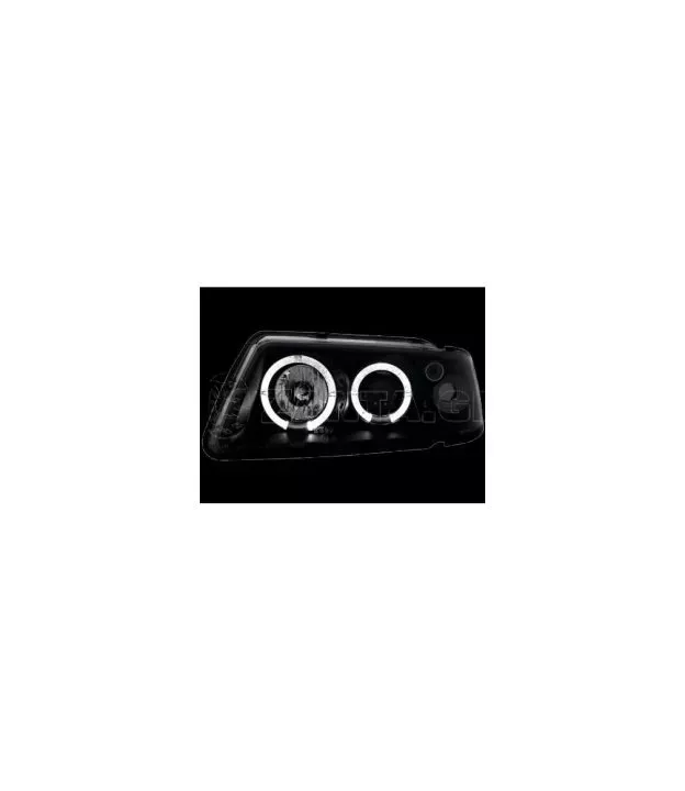 Φανάρια εμπρός angel eyes για Audi A3 (1996-2000) - μαύρα , με λάμπες (Η1) - σετ 2τμχ.