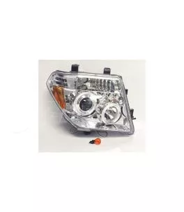 Φανάρια εμπρός led angel eyes για Nissan Navara / Pathfinder (2005-2009) - chrome , με λάμπες (Η1) - σετ 2τμχ. 