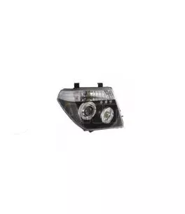 Φανάρια εμπρός led angel eyes για Nissan Navara / Pathfinder (2005-2009) - μαύρα , με λάμπες (Η1) - σετ 2τμχ. 