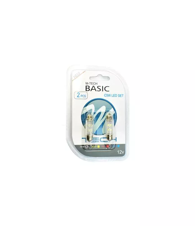 ΛΑΜΠΑΚΙΑ ΠΛΑΦΟΝΙΕΡΑΣ C5W/C10W 12V 0,66W SV8,5 36mm LED 4xFlux 3mm ΛΕΥΚΟ BLISTER 2ΤΕΜ.